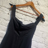 REFORMATION BLACK LINEN-MIX JUMPSUIT