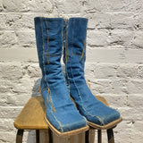 MIISTA DENIM SQUARE TOE BOOTS
