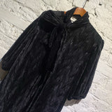 GANNI BLACK CRINKLE DRESS WITH SCARF