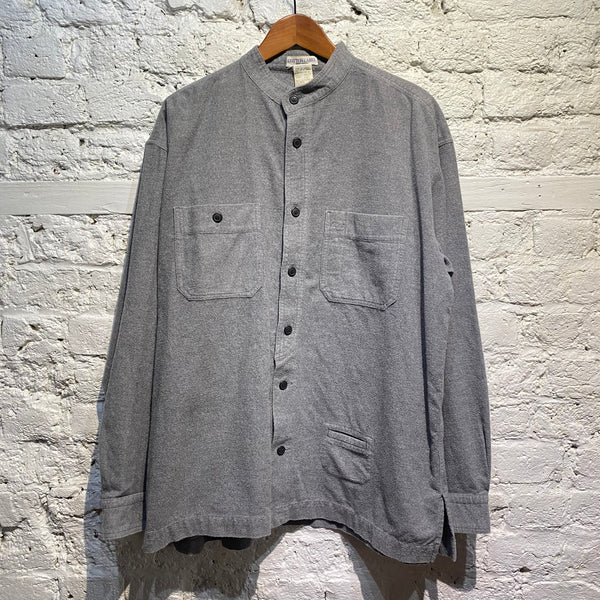 ISSEY MIYAKE VINTAGE COTTON LABEL GREY COLLARLESS SHIRT