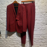 OZWALD BOATENG BLACK/RED WOVEN 3-PIECE SUIT