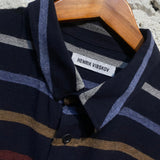 HENRIK VIBSKOV NAVY WOOL STRIPED WOOL MIX BUTTON UP SHIRT