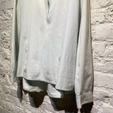 BERENA PALE BLUE QUARTER-ZIP COTTON SHIRT