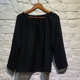 COMME DES GARCONS BLACK CREPE DE CHINE BOAT NECK TOP