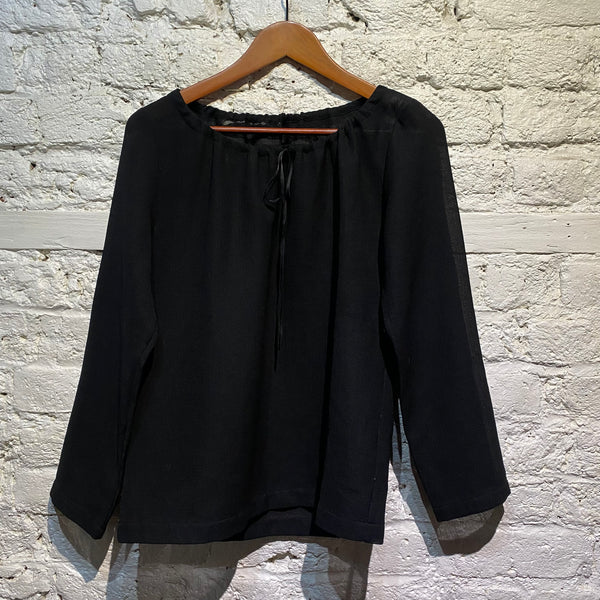 COMME DES GARCONS BLACK CREPE DE CHINE BOAT NECK TOP