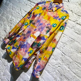 COMME DES GARÇONS SHIRT PINK BLUE YELLOW PAINT PRINT SHIRT