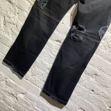 TELFAR BLACK DISTRESSED JEANS WITH PANELLED SEAMS