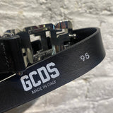 GCDS BLACK LEATHER BELT