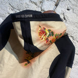 JEAN PAUL GAULTIER X SUPREME NAVY HOODY WITH ROSE PANELS