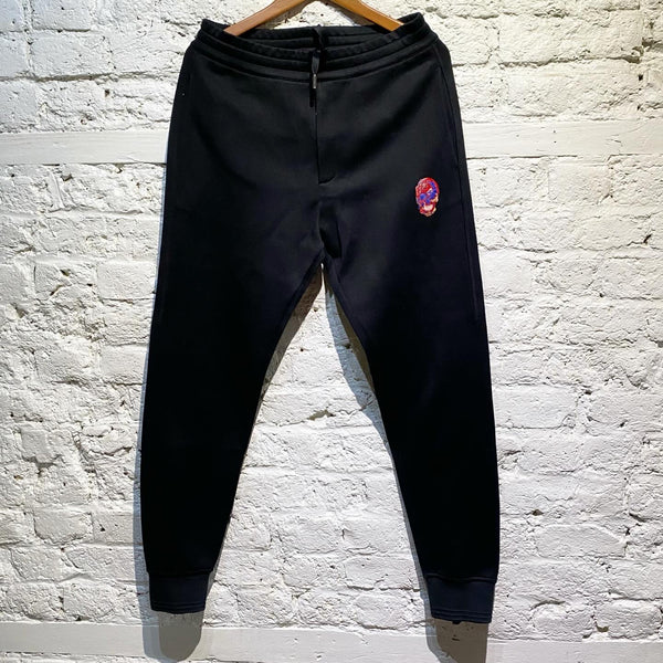 ALEXANDER MCQUEEN BLACK SKULL SWEATPANTS ZIP BACKS