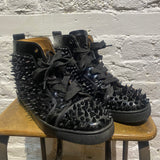 CHRISTIAN LOUBOUTIN BLACK PATENT SPIKE HI-TOPS
