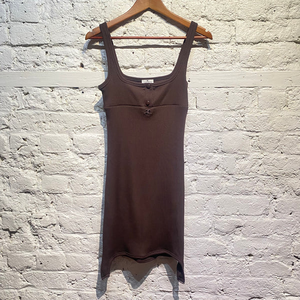 COURREGES BROWN RIBBED JERSEY DRESS