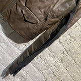 RICK OWENS BROWN LEATHER BIKER JACKET