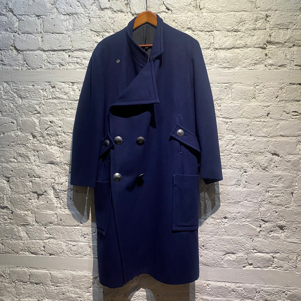 YOHJI YAMAMOTO NAVY WOOL OVERCOAT