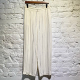 JOSEPH MATTE SILK CREAM/BLUE STRIPE PRINTED TROUSERS