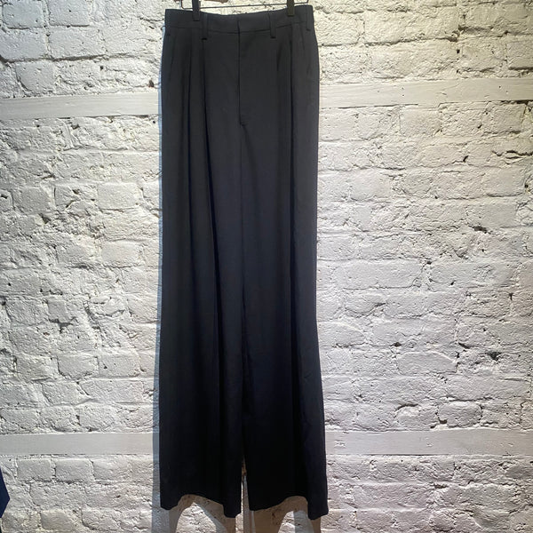 JUNYA WATANABE BLACK WOOL WIDELEG TROUSERS