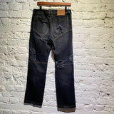 TELFAR BLACK DISTRESSED JEANS WITH PANELLED SEAMS