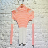 VICTORIA BECKHAM WHITE/ORANGE FINE GAUGE KNIT TOP