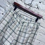 ALEXANDER MCQUEEN	MCQ CREAM CHECKED 3/4 COTTON TROUSERS