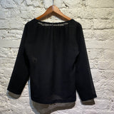 COMME DES GARCONS BLACK CREPE DE CHINE BOAT NECK TOP