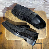 MARTINE ROSE “ROXY” BLACK EMBOSSED MOCK CROC LEATHER LOAFERS