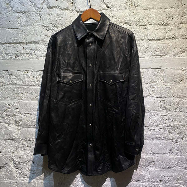 IRO BLACK LEATHER BUTTON UP SHIRT/OVERSHIRT