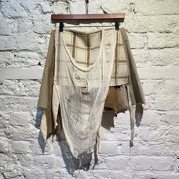 OLUBIYI THOMAS BEIGE/CREAM CORD/RAG MINI SKIRT
