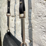 RICK OWENS BLACK SUEDE DISTRESSED BAG