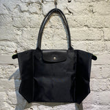 LONGCHAMP BLACK NYLON/LEATHER FOLD OUT BAG