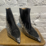 MIDNIGHTS 00 BLACK SATIN ANKLE BOOTS