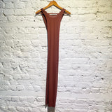 ENYA COSTA RUST JERSEY RIB KEYHOLE/CROSSBACK DRESS