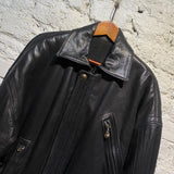 GIANNI VERSACE VINTAGE BLACK LEATHER COAT