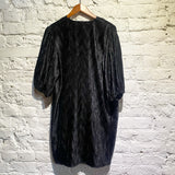 GANNI BLACK CRINKLE DRESS WITH SCARF