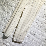 JOSEPH MATTE SILK CREAM/BLUE STRIPE PRINTED TROUSERS