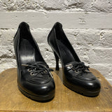 BALENCIAGA BLACK LACED COURT SHOES