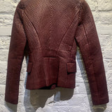 ALEXANDER MCQUEEN BURGUNDY STITCHED LEATHER JACKET