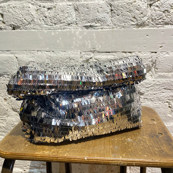 STINE GOYA SILVER SEQUIN FOLDED CLUTCH