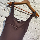 COURREGES BROWN RIBBED JERSEY DRESS