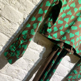 JEAN PAUL GAULTIER JUNIOR GREEN/BROWN TIE UP TOP