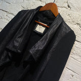 PINKO BLACK LEATHER/COTTON SLEEVE JACKET