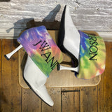 JW ANDERSON WHITE ANKLE BOOTS RAINBOW KNIT