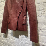 ALEXANDER MCQUEEN BURGUNDY STITCHED LEATHER JACKET