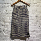 ISSEY MIYAKE VINTAGE I.S. WOOL NAVY HOUNDSTOOTH PENCIL SKIRT