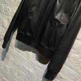 NICOLE FARHI BLACK LEATHER BOMBER