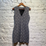 YANG LI ARCHIVE BLACK + WHITE JACQUARD BOUCLE TANK DRESS WITH RAW SIDE SEAMS