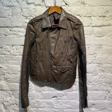 RICK OWENS BROWN LEATHER BIKER JACKET