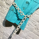 MOSCHINO CHEAP & CHIC TURQUOISE WAISTCOAT WITH WHITE BELT