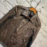 RICK OWENS BROWN LEATHER BIKER JACKET