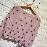 CHARLES JEFFREY LOVERBOY LILAC KNIT BEADED CARDIGAN