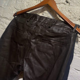 HAIDER ACKERMANN BROWN LEATHER/LINEN TROUSERS